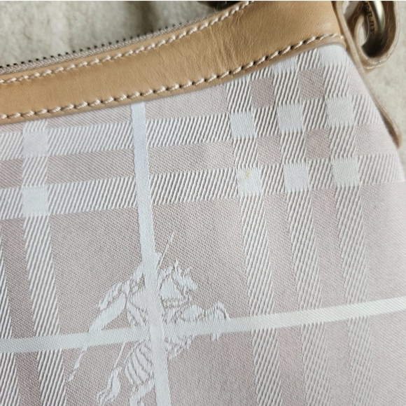 SOLD Burberry Y2K Baguette Shoulder Bag Pink Plaid Canvas Leather - Picture 5 of 9